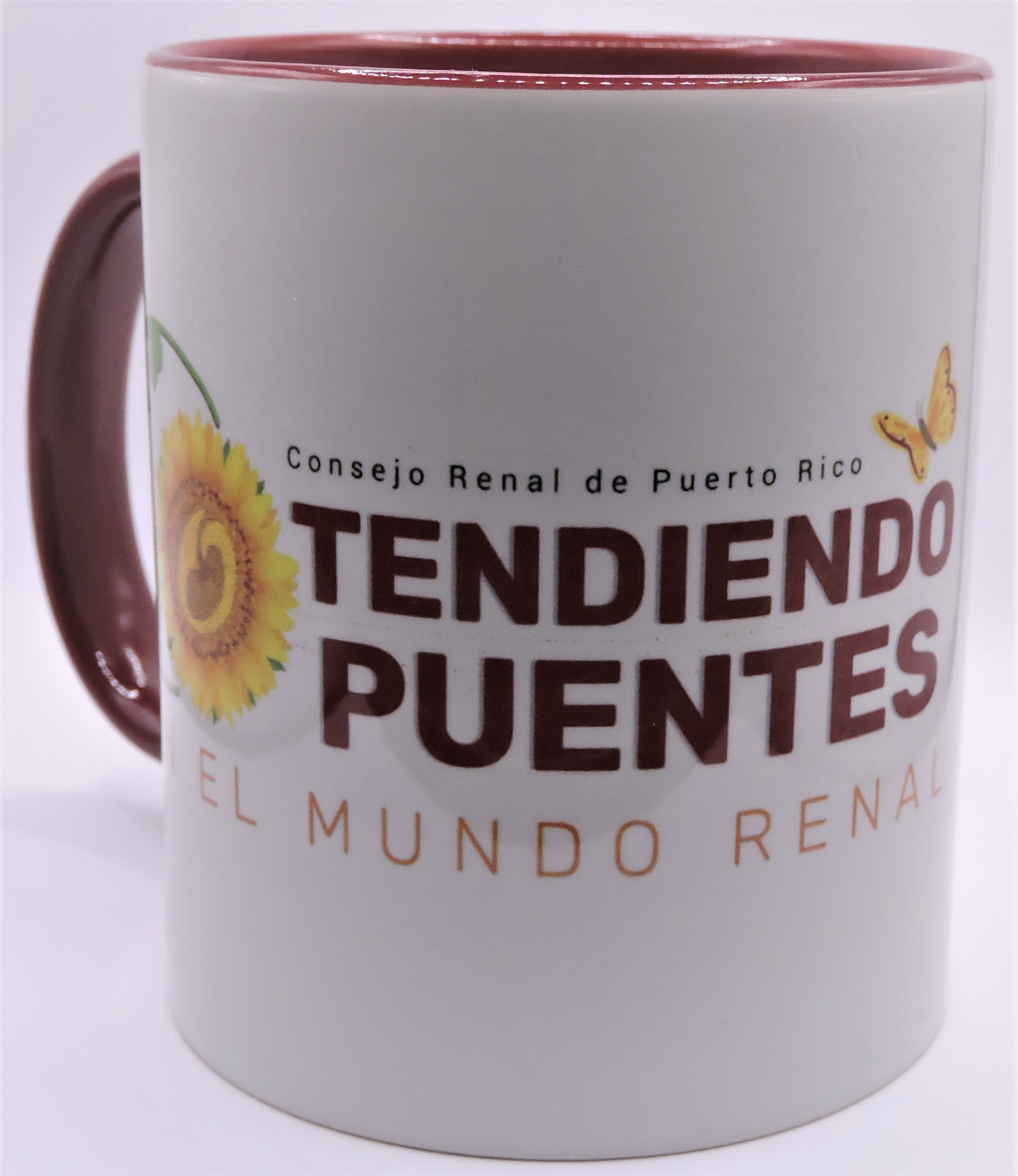 Taza Blanca Fondo Amarillo Original del Consejo Renal "Tendiendo